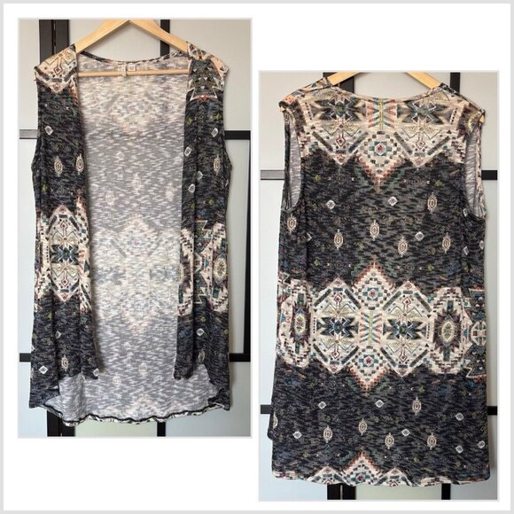 Cato Tops - CATO Women's 18/ 20 Open Vest Top Southwestern Boho Tribal Festival Hippie